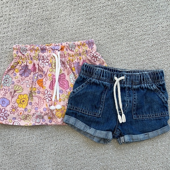 Cat & Jack Pink Floral and Denim Shorts Set skirt skort - Picture 2 of 6